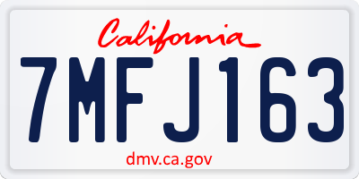 CA license plate 7MFJ163