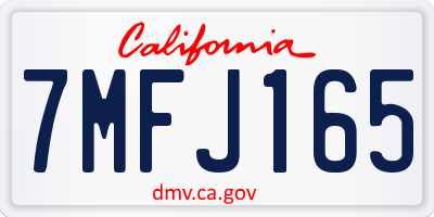 CA license plate 7MFJ165