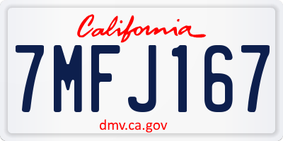 CA license plate 7MFJ167