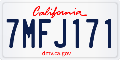 CA license plate 7MFJ171