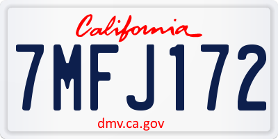 CA license plate 7MFJ172