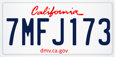 CA license plate 7MFJ173