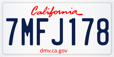 CA license plate 7MFJ178