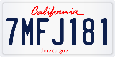 CA license plate 7MFJ181