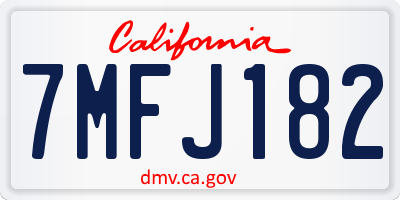 CA license plate 7MFJ182