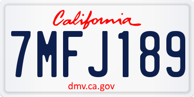 CA license plate 7MFJ189