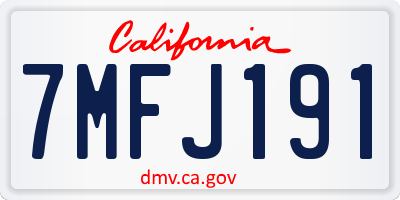 CA license plate 7MFJ191