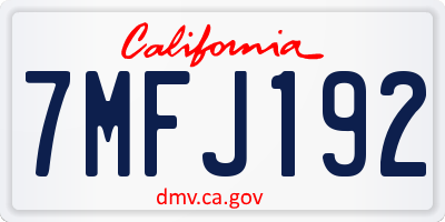 CA license plate 7MFJ192