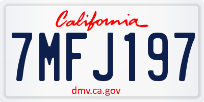 CA license plate 7MFJ197