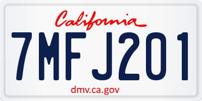 CA license plate 7MFJ201