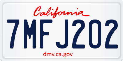 CA license plate 7MFJ202