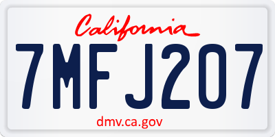 CA license plate 7MFJ207
