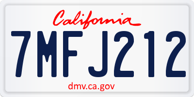 CA license plate 7MFJ212