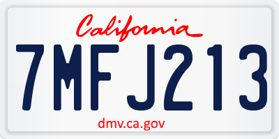 CA license plate 7MFJ213