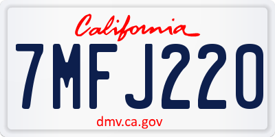 CA license plate 7MFJ220