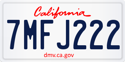 CA license plate 7MFJ222