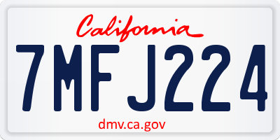 CA license plate 7MFJ224