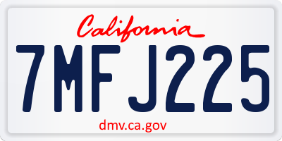 CA license plate 7MFJ225
