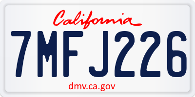CA license plate 7MFJ226