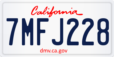 CA license plate 7MFJ228