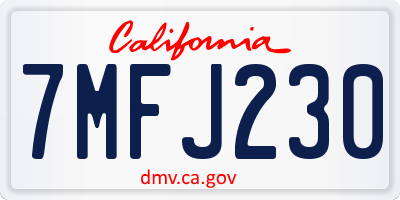 CA license plate 7MFJ230