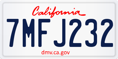 CA license plate 7MFJ232