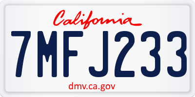 CA license plate 7MFJ233