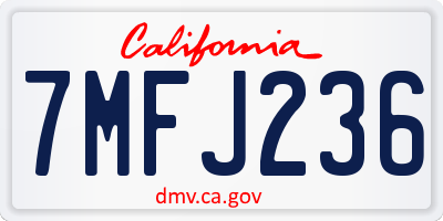 CA license plate 7MFJ236