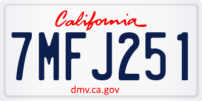 CA license plate 7MFJ251