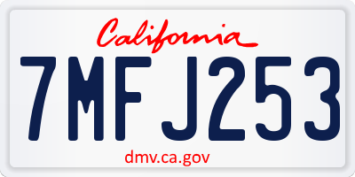 CA license plate 7MFJ253