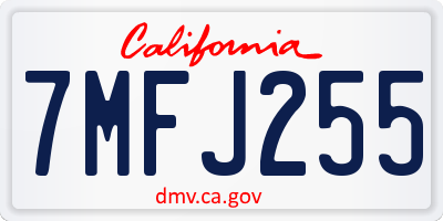 CA license plate 7MFJ255