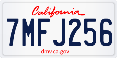 CA license plate 7MFJ256