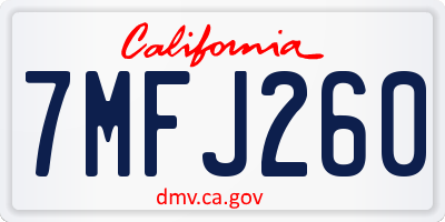 CA license plate 7MFJ260