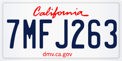 CA license plate 7MFJ263