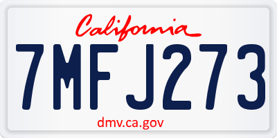 CA license plate 7MFJ273