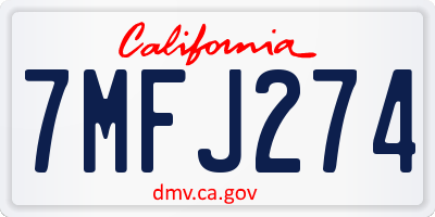 CA license plate 7MFJ274