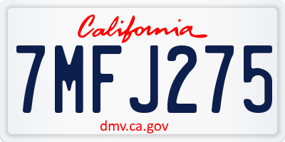 CA license plate 7MFJ275