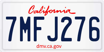 CA license plate 7MFJ276