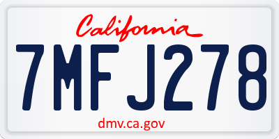 CA license plate 7MFJ278