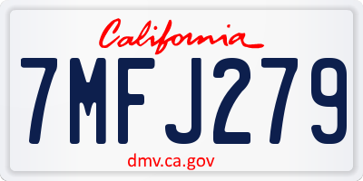 CA license plate 7MFJ279