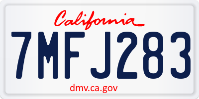 CA license plate 7MFJ283