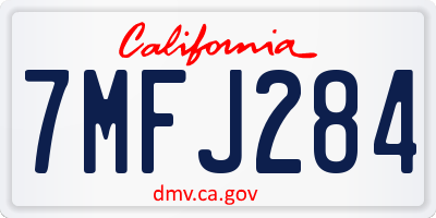CA license plate 7MFJ284