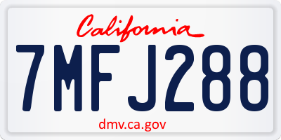 CA license plate 7MFJ288