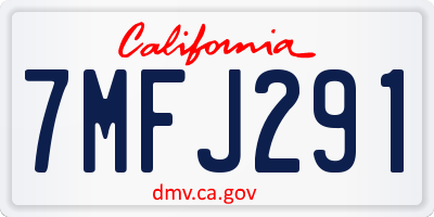 CA license plate 7MFJ291