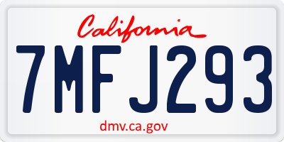CA license plate 7MFJ293