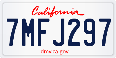 CA license plate 7MFJ297