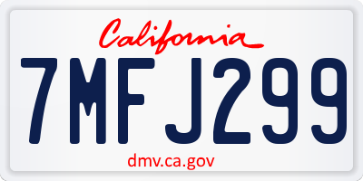 CA license plate 7MFJ299