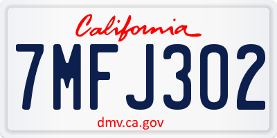 CA license plate 7MFJ302