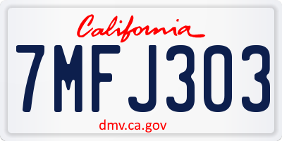 CA license plate 7MFJ303