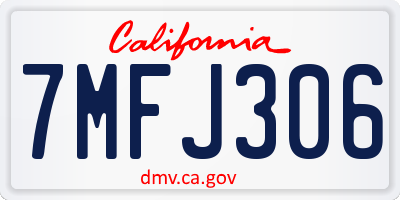 CA license plate 7MFJ306